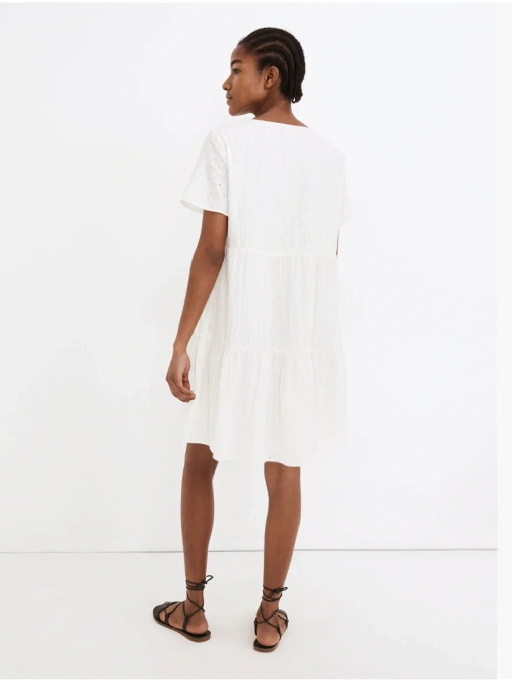 Madewell Embroidered Eyelet Button-Front Tiered Mini Dress - Picture 5 of 5